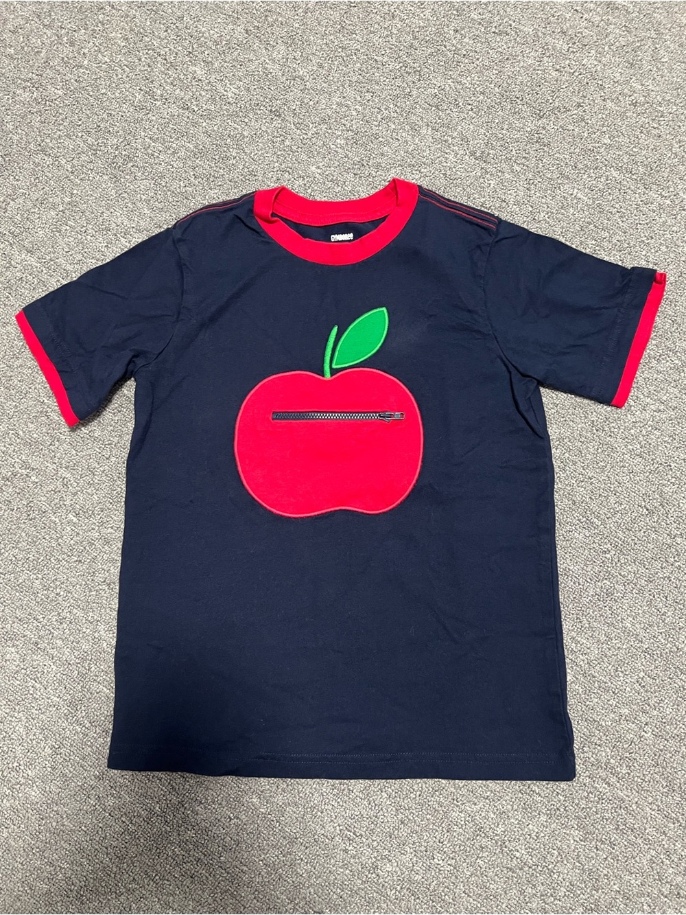 Gymboree Navy Tee with Red Apple and Green Leaf Kid’s 7T